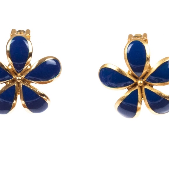 Balenciaga Two-Piece Gold and Blue Enamel Flower S - Picture 3 of 7